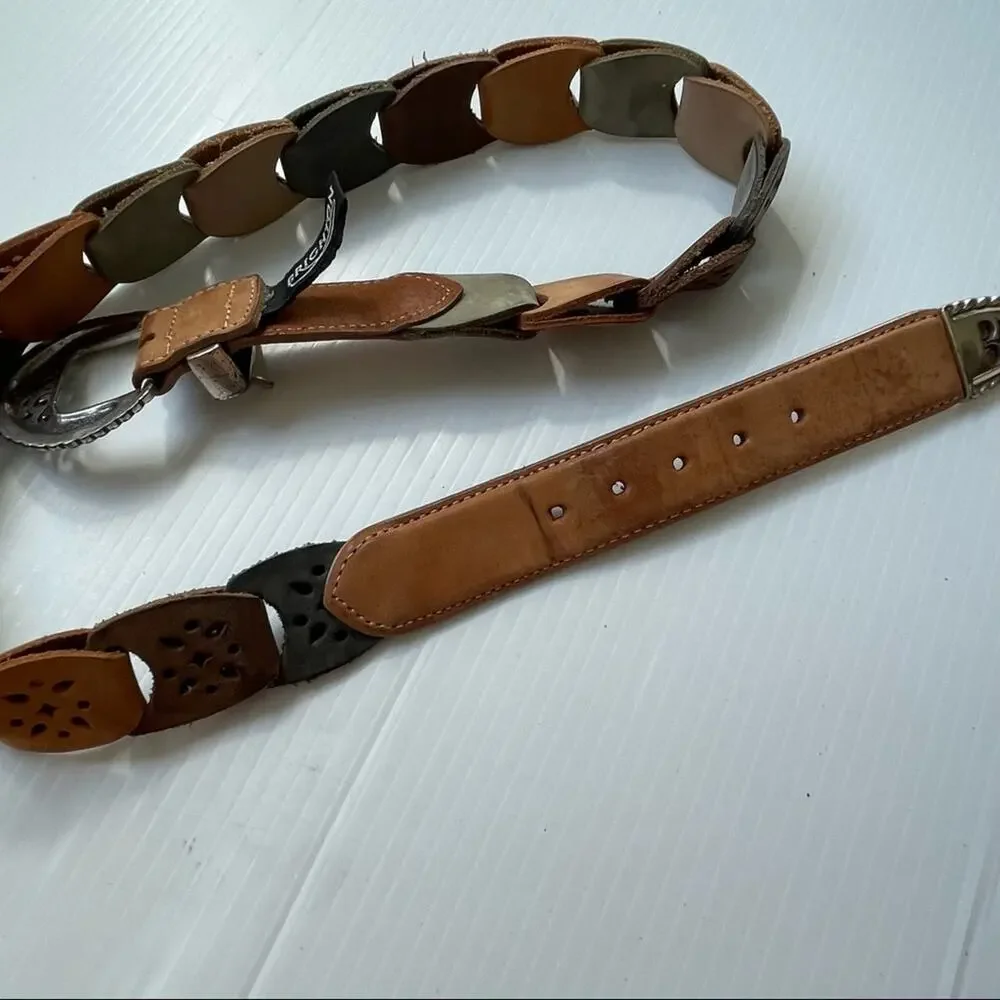 Brighton multicolored leather belt silver colored buckle and hardware